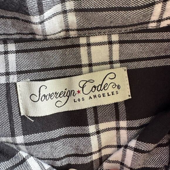 Sovereign Code Los Angeles Black and White Plaid Button Up Hollister Men’s Small - Picture 5 of 9